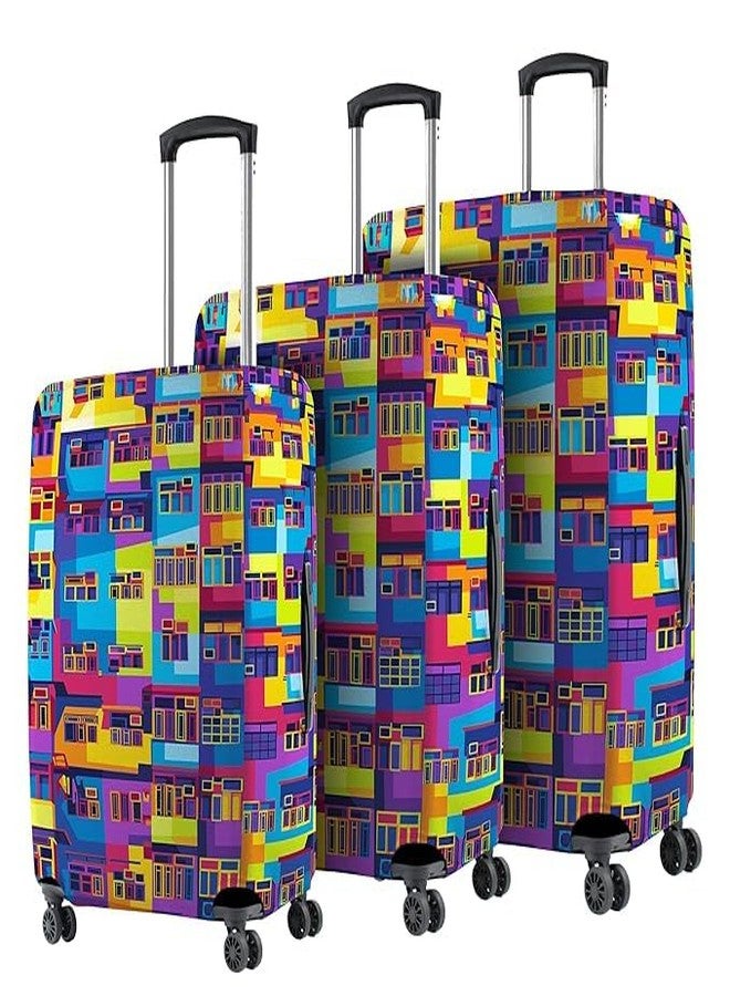 NT CREATION Printed Luggage Cover for Traveling Bag & Suitcase - Stretchable & Scratchproof Trolley Protector with Velcro Lock & Lightweight Washable Material(Suitcase Bag Not Included, Only Cover in Product) - Image 2